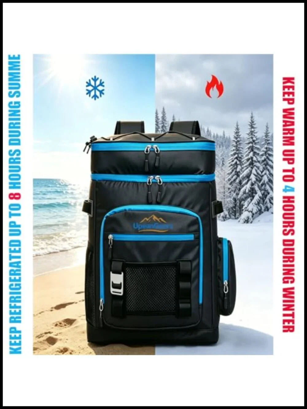 Insulated Cooler Backpack Waterproof 28L Leakproof Lunch Bag Camping Hiking